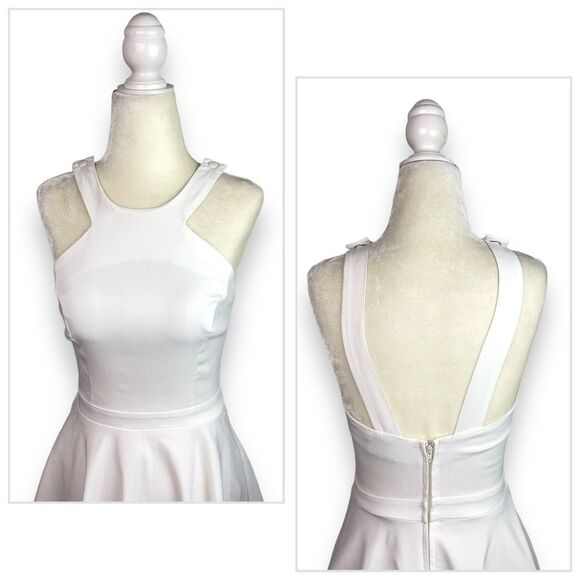 ASOS Halter Neck Skater Dress in White - Picture 7 of 10